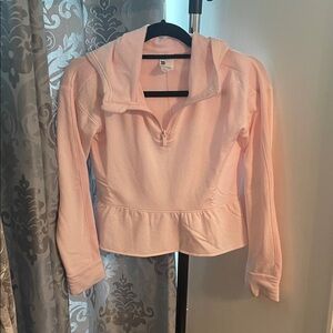 all in motion Light Pink Peplum Half-Zip Hoodie
